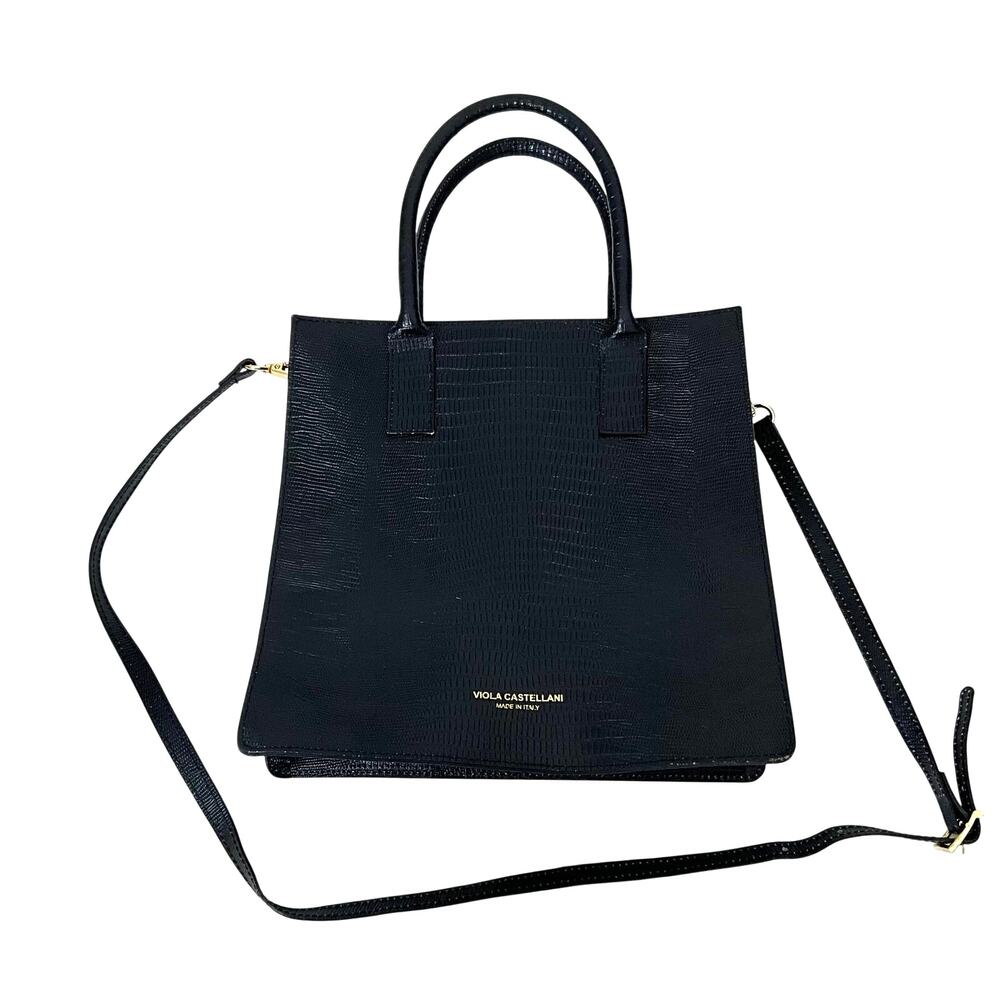Viola Castellani Black Eelskin Tote Bag: Y2K, 2000s